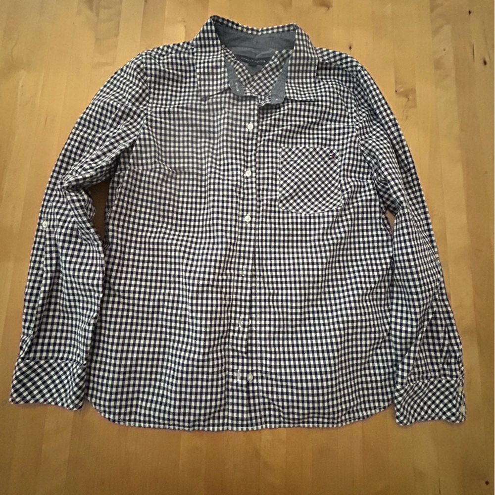 Tommy Hilfiger L/S button up Gingham pattern shirt Blue/ White L